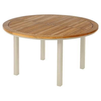 Aura Outdoor Round Dining Table with Teak Top