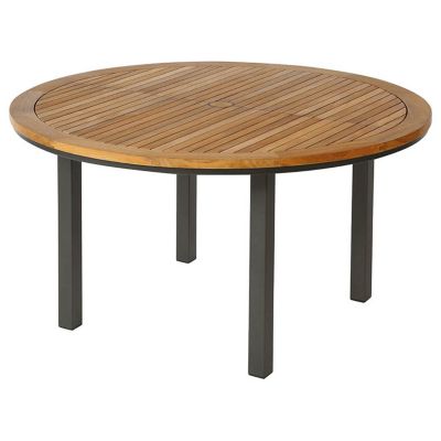 Aura Outdoor Round Dining Table with Teak Top