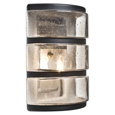 Aqua Ribbed Horizontal Outdoor Wall Sconce