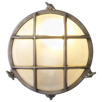 Oval Brass Bulkhead with Eyelid Shield Wall Light by Original BTC