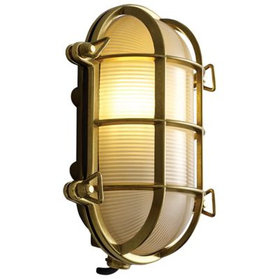 7035 Oval Brass Bulkhead Outdoor Wall Sconce by Original BTC at