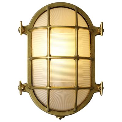 7034 Oval Brass Bulkhead Outdoor Wall Sconce(Brass)-OPEN BOX
