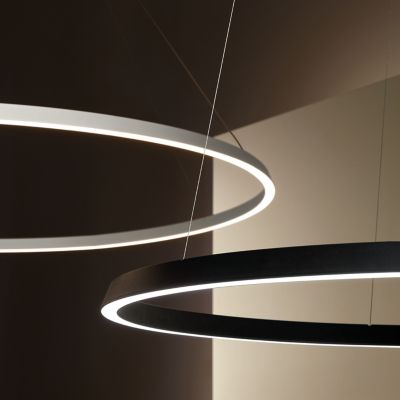 Shown in Black finish, Small size, 2700k Color temperature, Downward Light direction, Detail shot