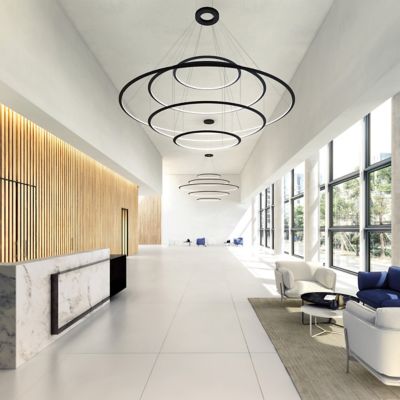 Shown in Black finish, Small size, 2700k Color temperature, Outward Light direction, in use