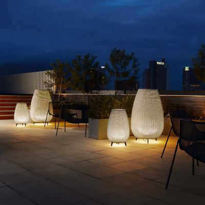 Shown in Light Beige shade color, Small size, lit, in use