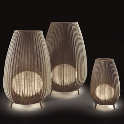 Shown in Light Beige shade color, Small size, lit, in use