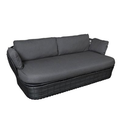 Black rattan 2 online seater sofa