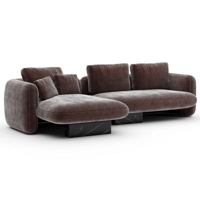 Overlap 3 Seater Chaise Sectional Sofa