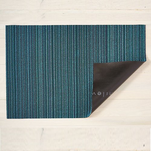 Skinny Stripe Shag Indoor/Outdoor Mat (Turquoise) - OPEN BOX