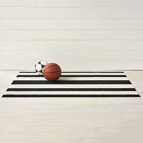 Bold Stripe Shag Doormat (Black & White/18 x 28) - OPEN BOX