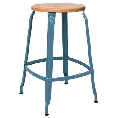 Nicolle Wood & Metal Low Stool