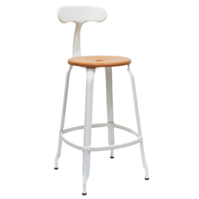 Nicolle Wood & Metal Bar/Counter Stool with Backrest