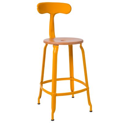 Nicolle Wood & Metal Bar/Counter Stool with Backrest