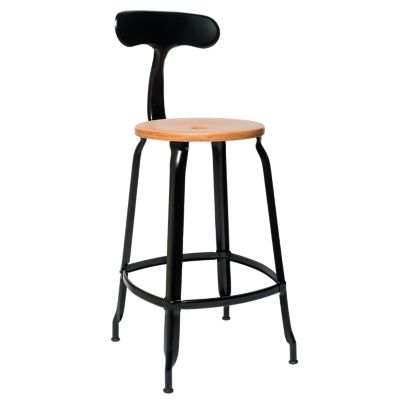 Nicolle Wood & Metal Bar/Counter Stool with Backrest