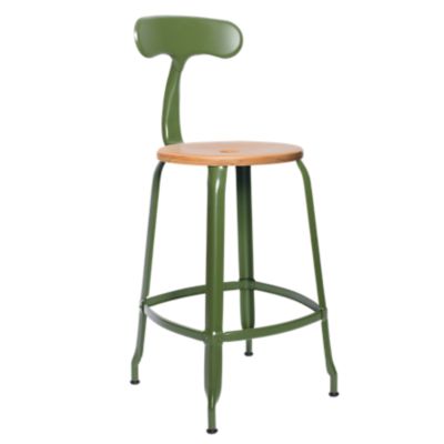 Nicolle Wood & Metal Bar/Counter Stool with Backrest