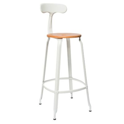 Nicolle Wood & Metal Bar/Counter Stool with Backrest
