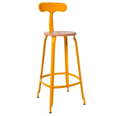 Nicolle Wood & Metal Bar/Counter Stool with Backrest