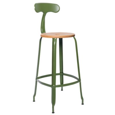 Nicolle Wood & Metal Bar/Counter Stool with Backrest