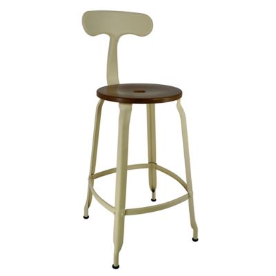 Nicolle Wood & Metal Bar/Counter Stool with Backrest