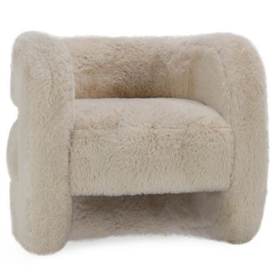 Teddy Plush Accent Chair (Beige) - OPEN BOX