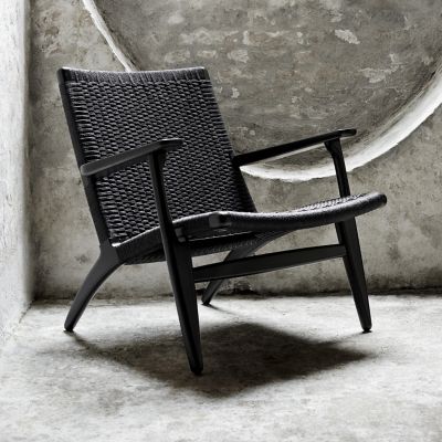 Shown in Black Paper Cord Seat color, Oak - Black Frame finish