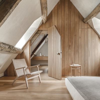 Shown in Oak - Soaped Frame finish, Natural Paper Cord Seat color, in use