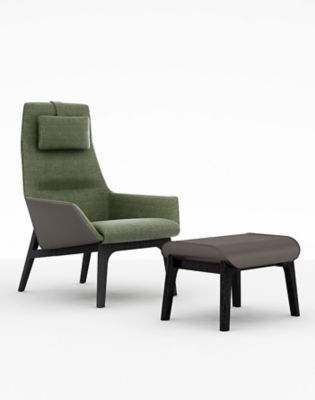 Qing High Back Lounge Chair and Ottoman