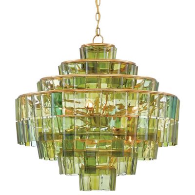 Sommelier Chandelier (Green w/ Dark Gold Leaf) - OPEN BOX