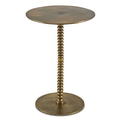 Round Brushed Brass & Marble Side Table, Narro