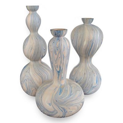 Calm Sea Marbleized Vase Set of 3