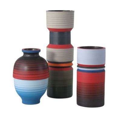 Happy 80's Black, Blue, Red & Orange Vase, Set of 3