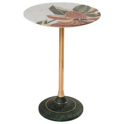 Roselle Stone Inlay Accent Table