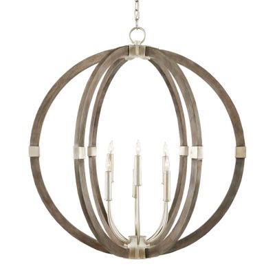 Bastian Orb Chandelier (Chateau Gray w/Silver Leaf)-OPEN BOX