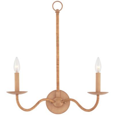 Saxon Double Wall Sconce (Tan with Rattan) - OPEN BOX