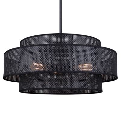 Bellamy Chandelier (Black with Natural Rattan) - OPEN BOX