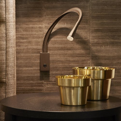 FlexiLED Wall Sconce (Brown Leather|Nickel|S|With)-OPEN BOX