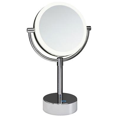 Essentials Free-Standing Magnifying Swivel Mirror with Adjustable LED Light