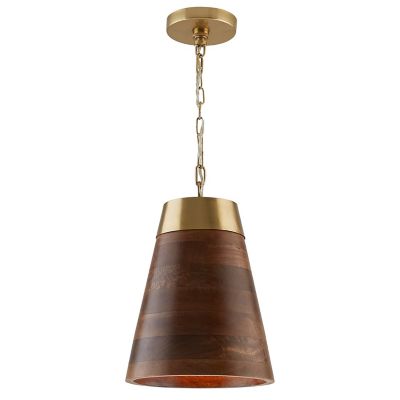 Wood and Brass Cone Pendant