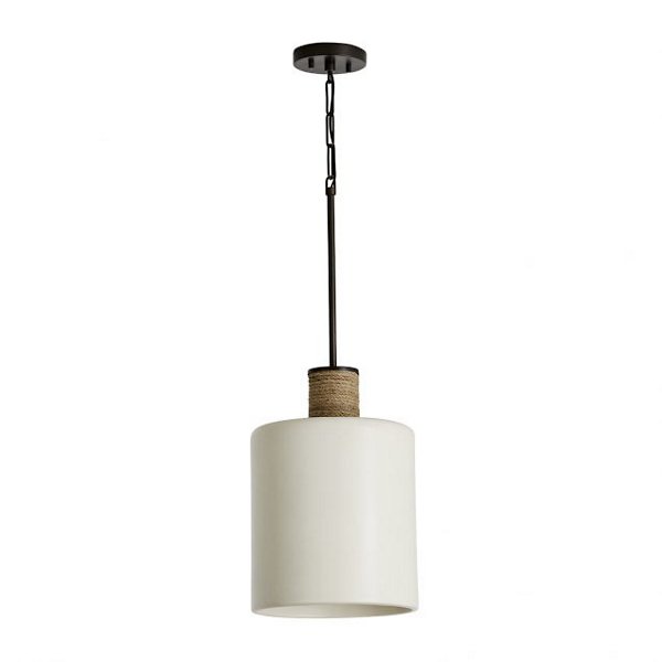 Ceramic and Rope Cylinder Pendant Light