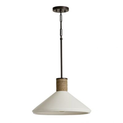 Ceramic and Rope Cone Pendant Light