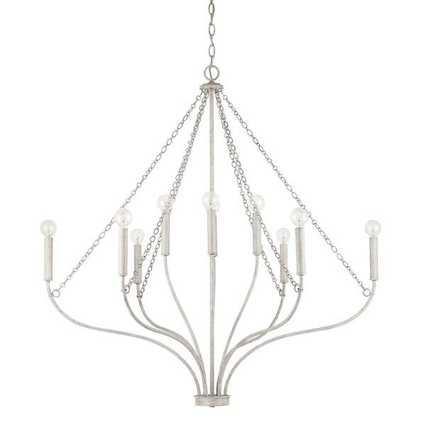 White Washed 10-Light Chandelier