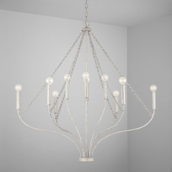 White Washed 10-Light Chandelier