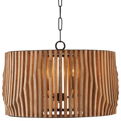 Capital Lighting 344642WK Archer 4 Light Pendant Light Wood and Matte Black