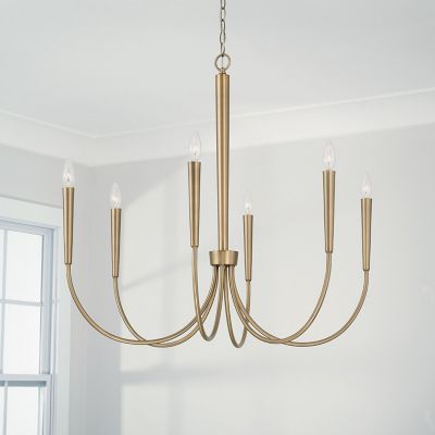 Shown in Aged Brass finish, 6 light, in use