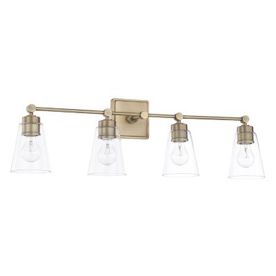 Rory Conical Glass Bath Bar (Aged Brass|4 Light) - OPEN BOX