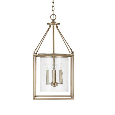 4-Light Seeded Glass Foyer Pendant (Aged Brass) - OPEN BOX