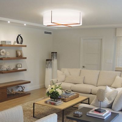 Shown in Walnut Wood body, Gloss White shade, in use