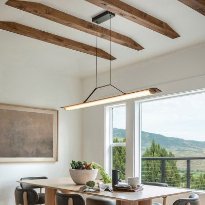 Shown in Brushed Brass finish, Walnut, 64-Inch size, in use