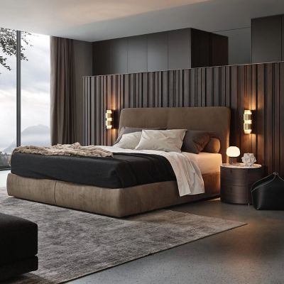 Shown in Satin Brass finish, lit, in use