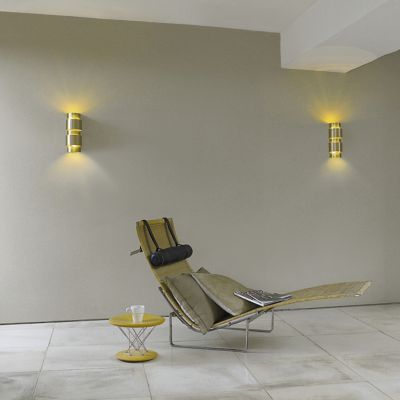 Shown in Satin Brass finish, lit, in use